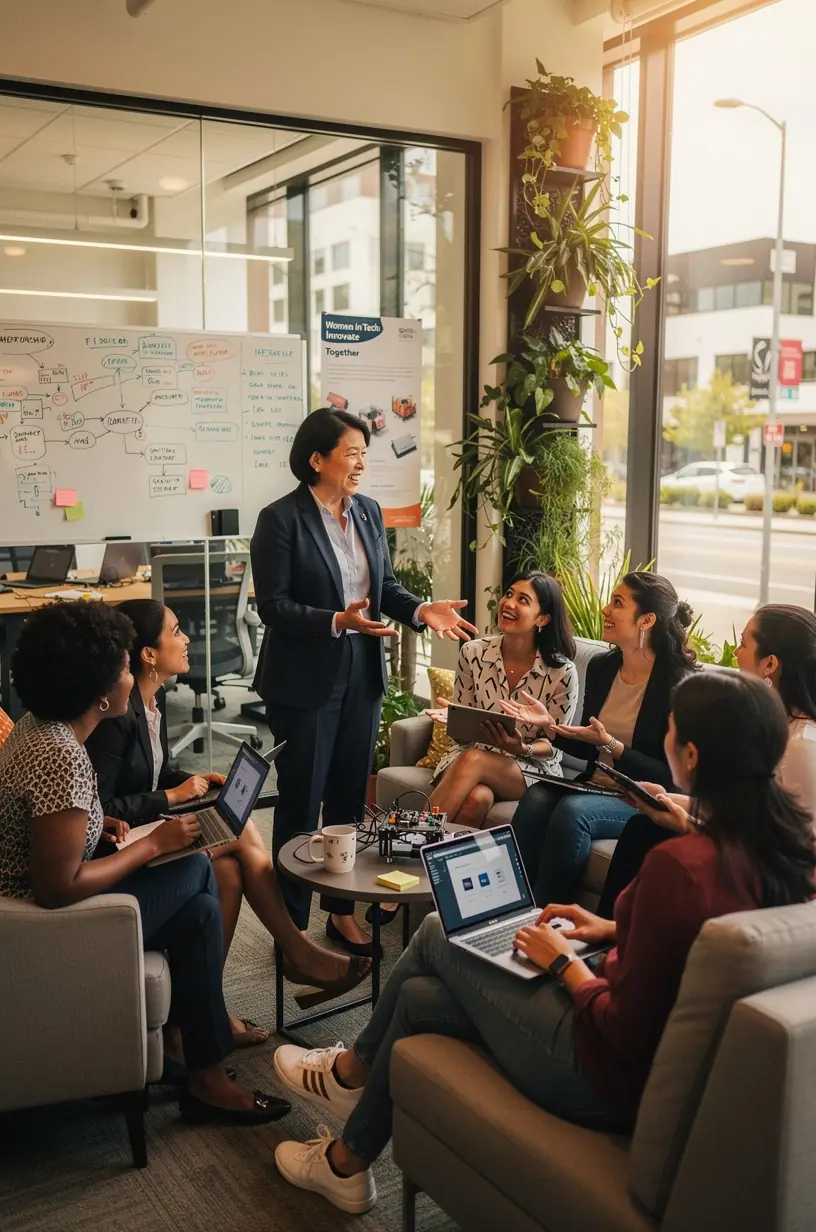 Community members using technology for disaster preparedness.